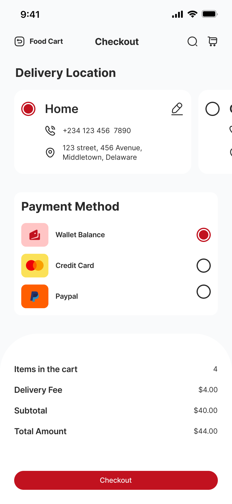 Checkout with delivery options